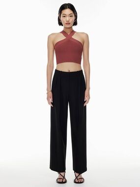 Aritzia Babaton Sculpt Knit Criss Cross Tank Mauve Brown M
